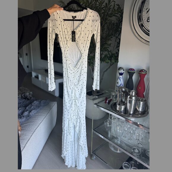 NWT AFRM Cat Ruffle Micro Maxi in Blanc Micro Dot Size S. - Picture 5 of 11
